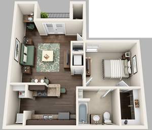 A1 - One Bedroom / One Bath - 652 Sq. Ft.*