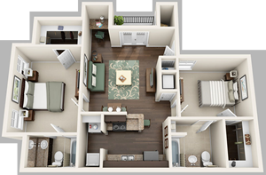 B1 - Two Bedroom / Two Bath - 928 Sq. Ft.*